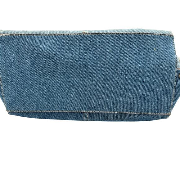 Jimmy Choo Blue Denim Leather Trim Tote Bag - Picture 5 of 6